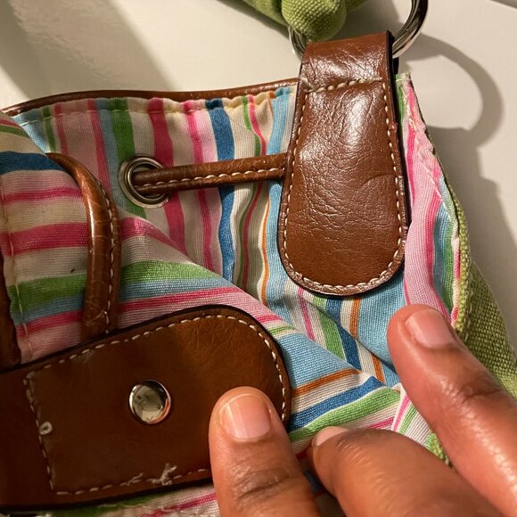 Croft & Barrow Vintage Ultra Colorful Large Shoulder Bag. Canvas Leather Purse. - Picture 4 of 16